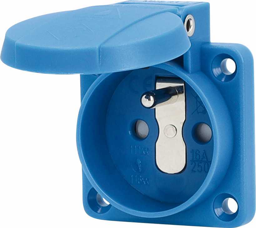 PRISE ENCASTRABLE 2PT /16A/ 250V NF IP44, BLEU