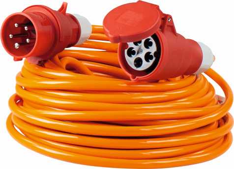 RALLONGE TRIPHASEE 32A, 10M H07BQ-F5G4, ORANGE, 440V AVEC INVERSEUR DE PHASES