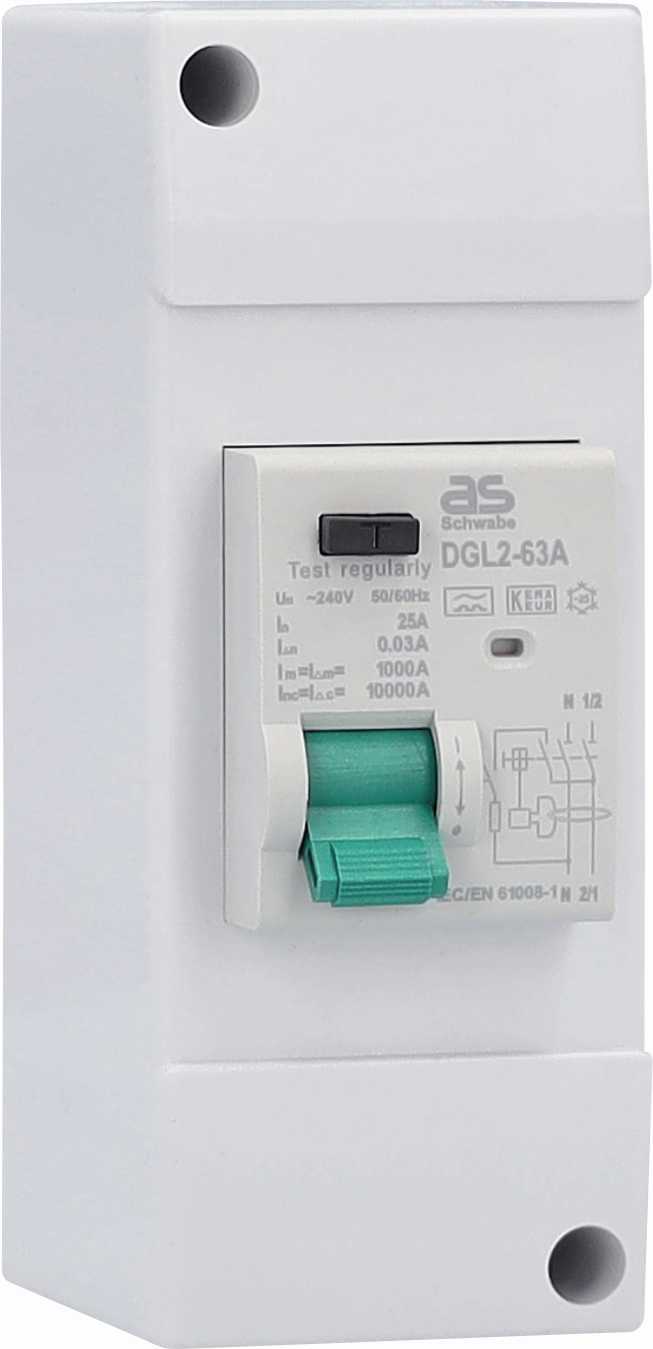 INTERRUPTEUR DIFFERENTIEL . 2P/25A/30MA . BOITIER PLASTIQUE BLANC