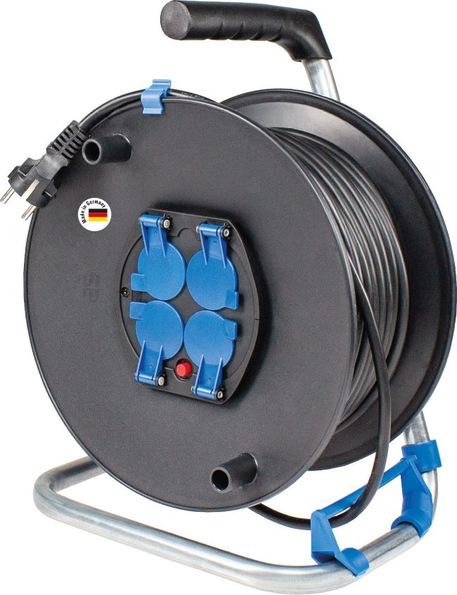 ENROULEUR DE CABLE A TAMBOUR 230MM, 25M H05VV-F3G1,5 AVEC CLAPETS