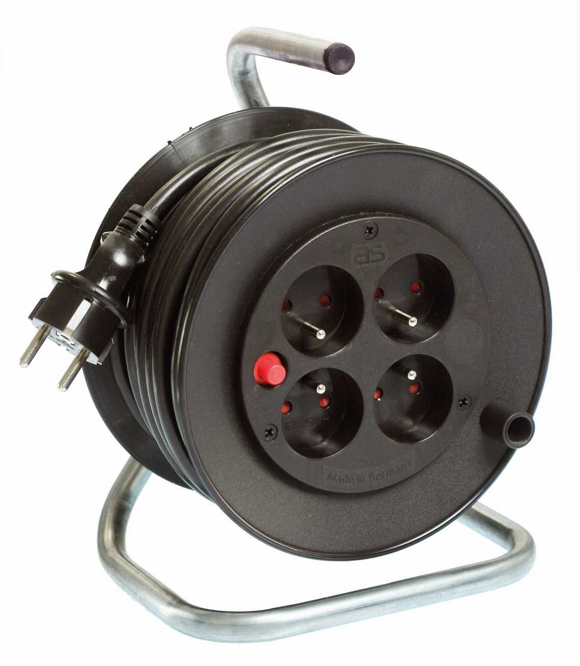 ENROULEUR DE CABLE A TAMBOUR 180MM, 15M H05VV-F3G1,5 NOIR