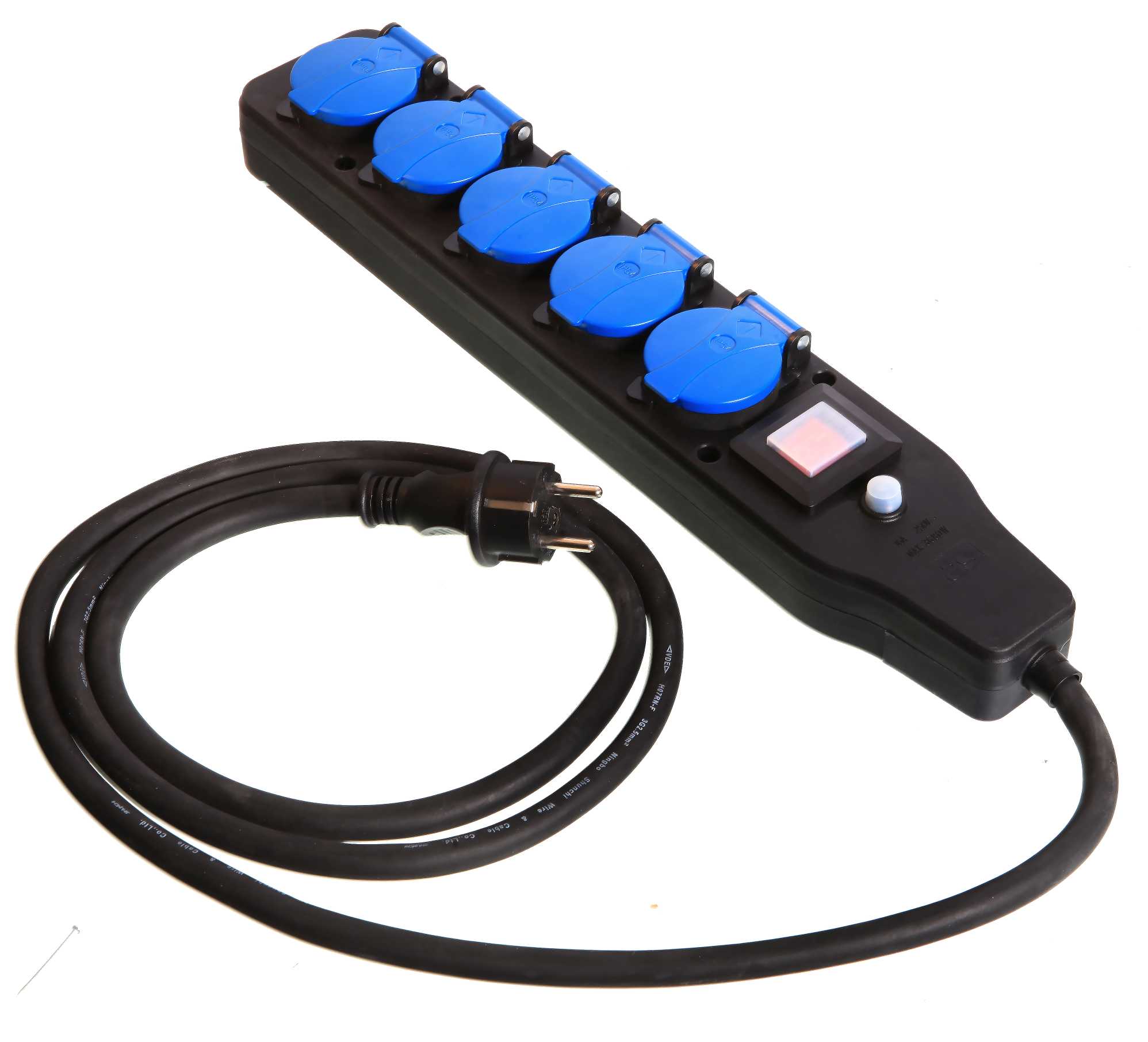 REGLETTE R5 - IP54, AVEC 5 PRISES DE COURANT NF, AVEC 5 M H07RN-F 3G2,5