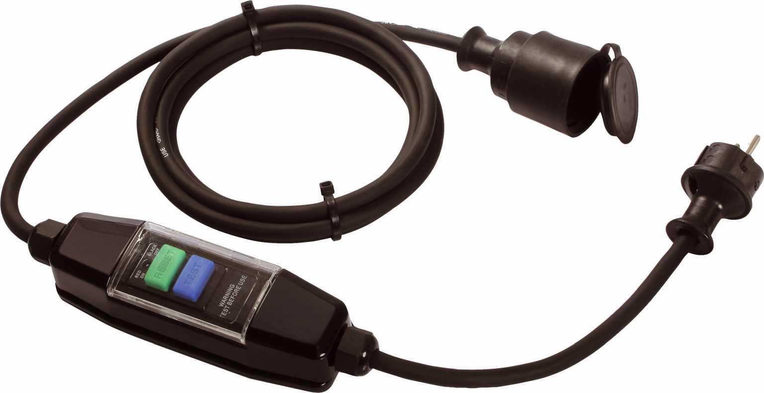 PROLONGATEUR AVEC INTERRUPTEUR DIFFERENTIEL - IP44 3M (0,28 + 2,7M) H07