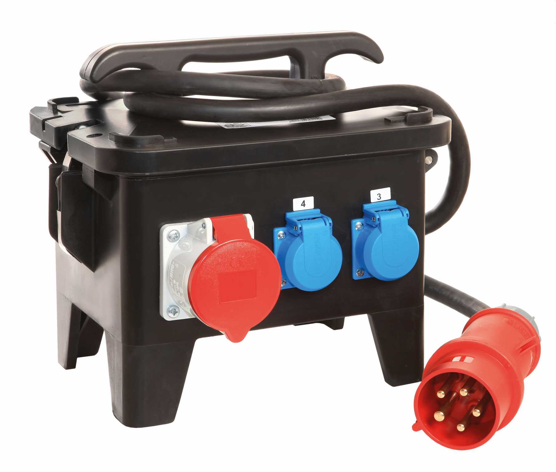 COFFRET DE CHANTIER F8 -3 PRISES NF 1PNT / 16A / 250V - 2 PRISES CEI 3PNT /