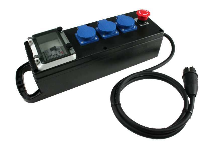 REGLETTE CAOUTCHOUC 3,6KW FRANCE - 3 PRISES NF - DIS.DIF. 16A/30MA - BAU - 2M