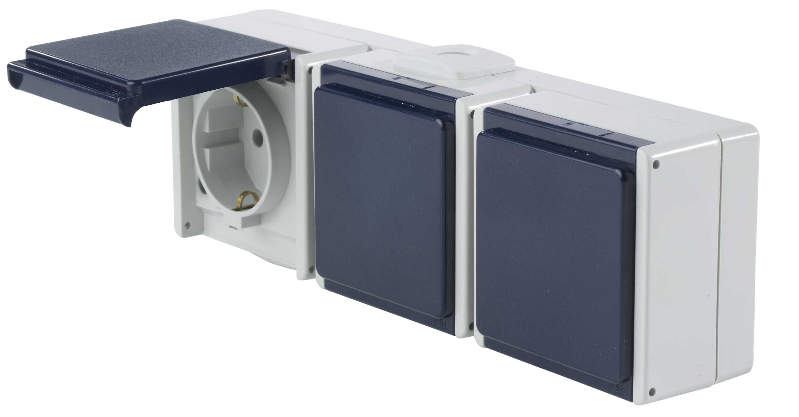 TRIPLE PRISE 16 A, GRIS/BLEU, HORIZONTAL