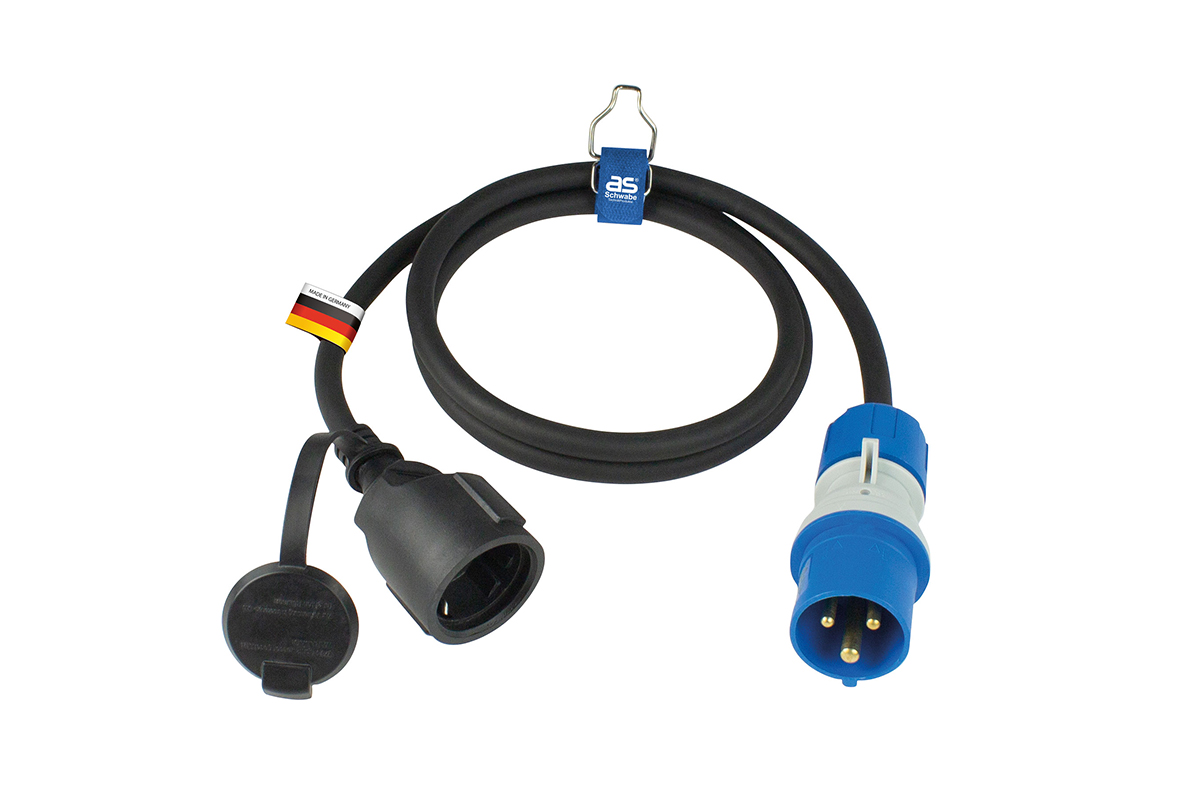 CEE Kabel Adapter Stecker auf Schutzkontakt-Kupplung H07RN-F 3G2,5